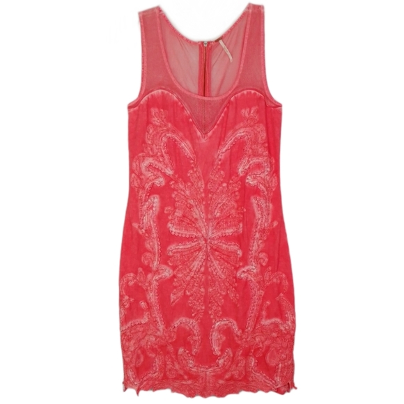 Free People Ice Ice Baby Coral Bodycon Dress Sz S - Picture 2 of 16